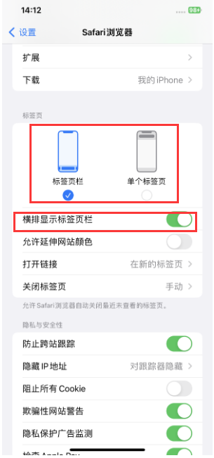 姜堰苹果手机维修分享Safari浏览器如何切换标签栏位置 