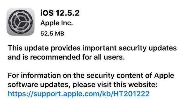 姜堰苹果手机维修分享iOS12.5.2发布，建议所有老苹果用户安装 
